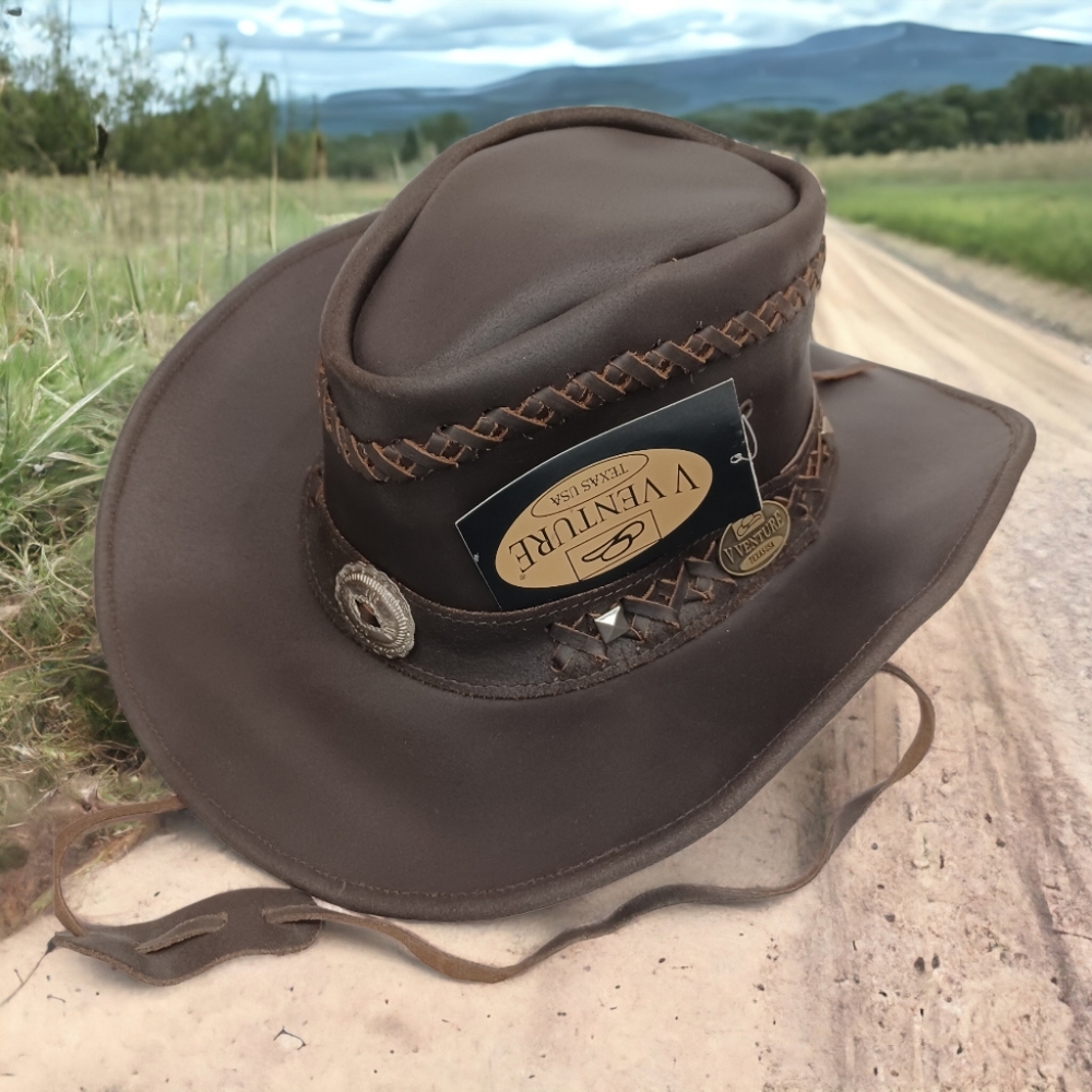 Cowhide Unisex Leather Cowboy Hat